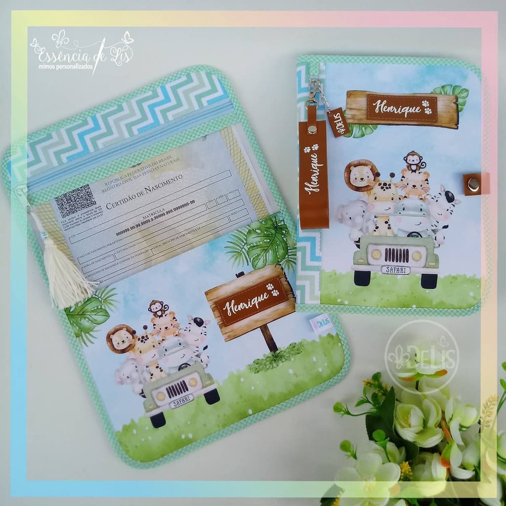 Kit Capa certidão e Capa vacinas / Porta documentos Luxo