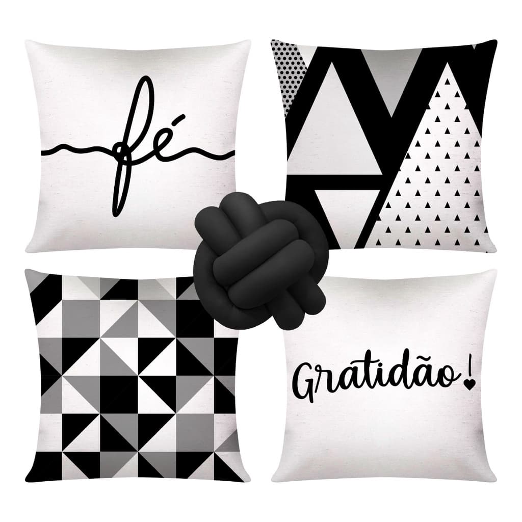 Kit 4 Almofadas Cheias Decorativas + 1 Almofada De Nó - 009