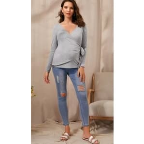 Blusa Gestante, Trespassada Manga Longa