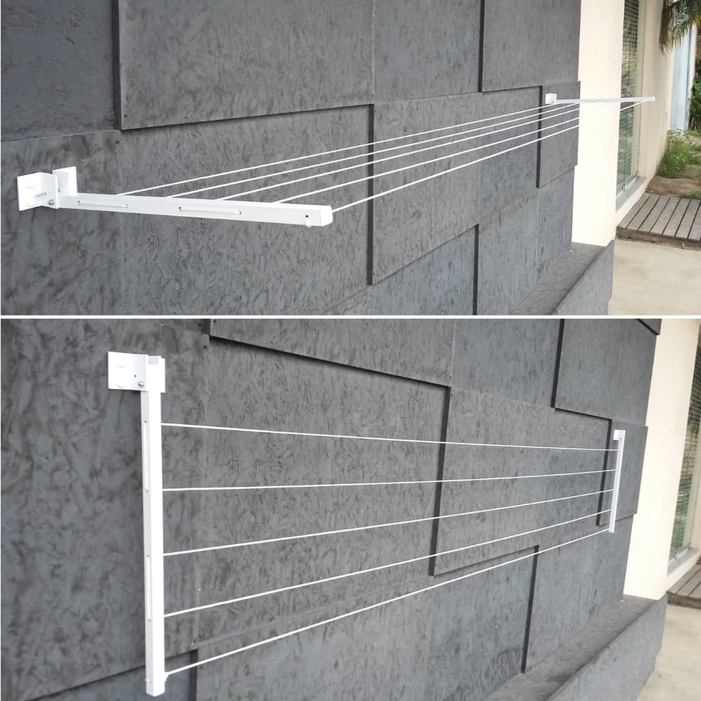 Varal De Roupa Retratil Parede Muro Apartamento Casa Até 4 mt Dobravel Articulado  kit 2 unid.