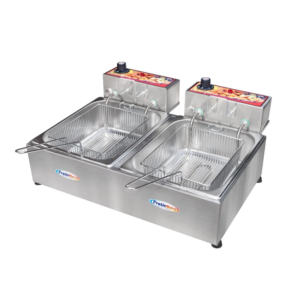 Fritadeira Elétrica Profissional Inox 2 Cubas 10L