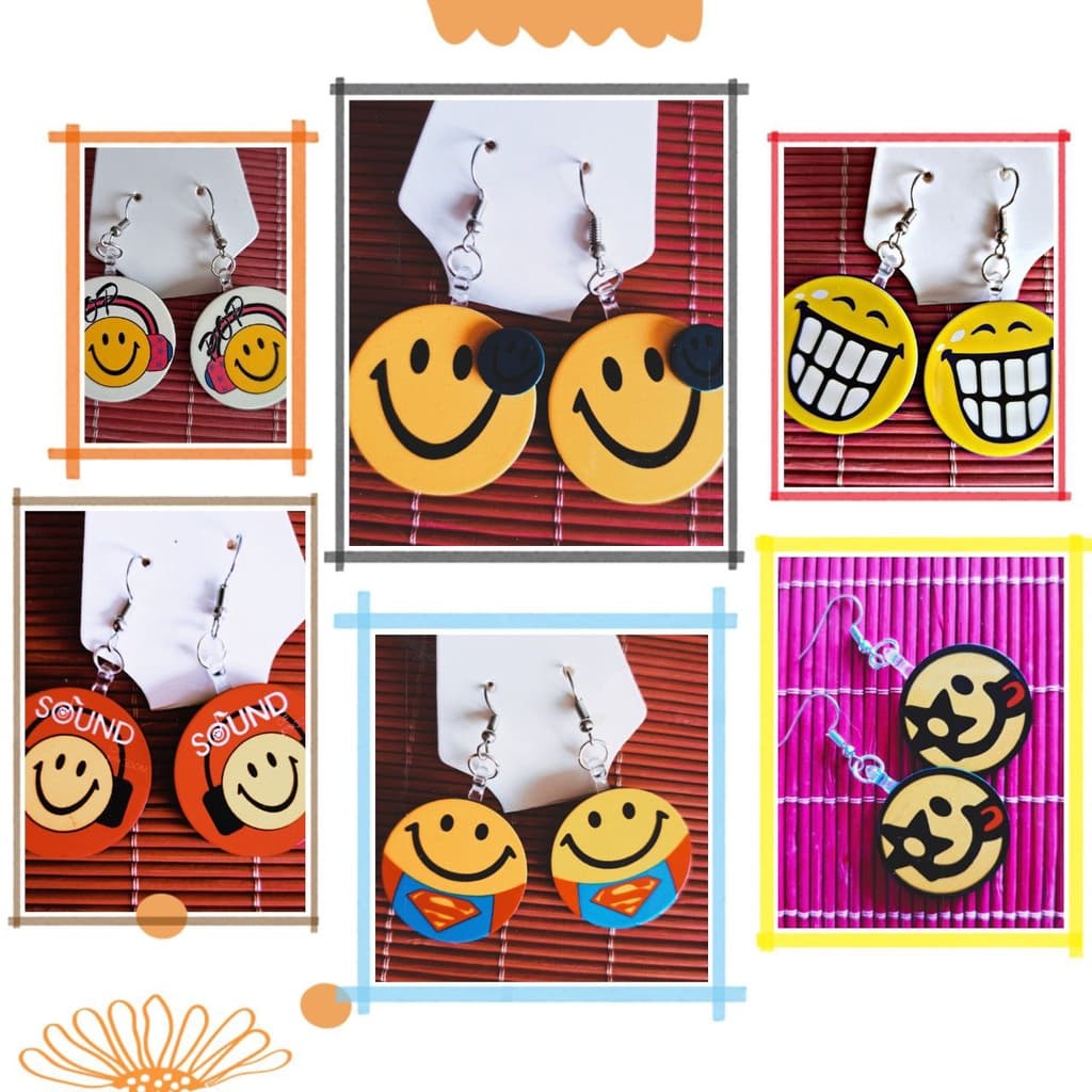 Brinco Smile - Brinco Divertido - cada par  - brinco com pingente