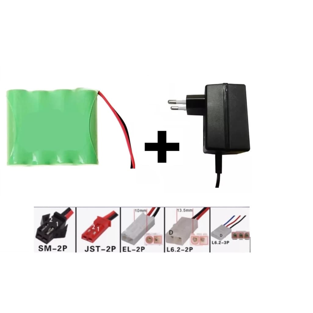 Bateria 4,8 700mah + Carregador 4,8 250ma