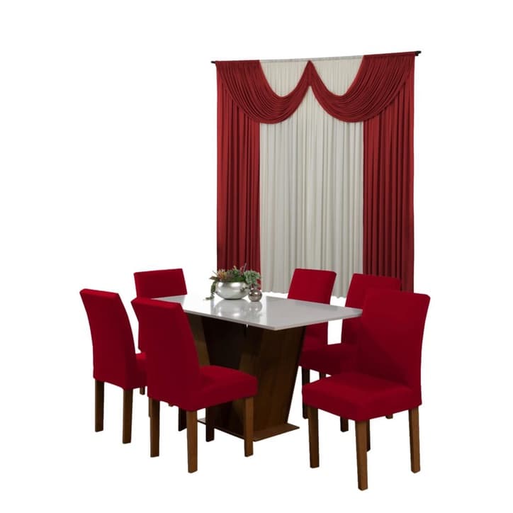 Capa Cadeira 6  + Cortina Paris 2 mts 2x180 altura Lindas