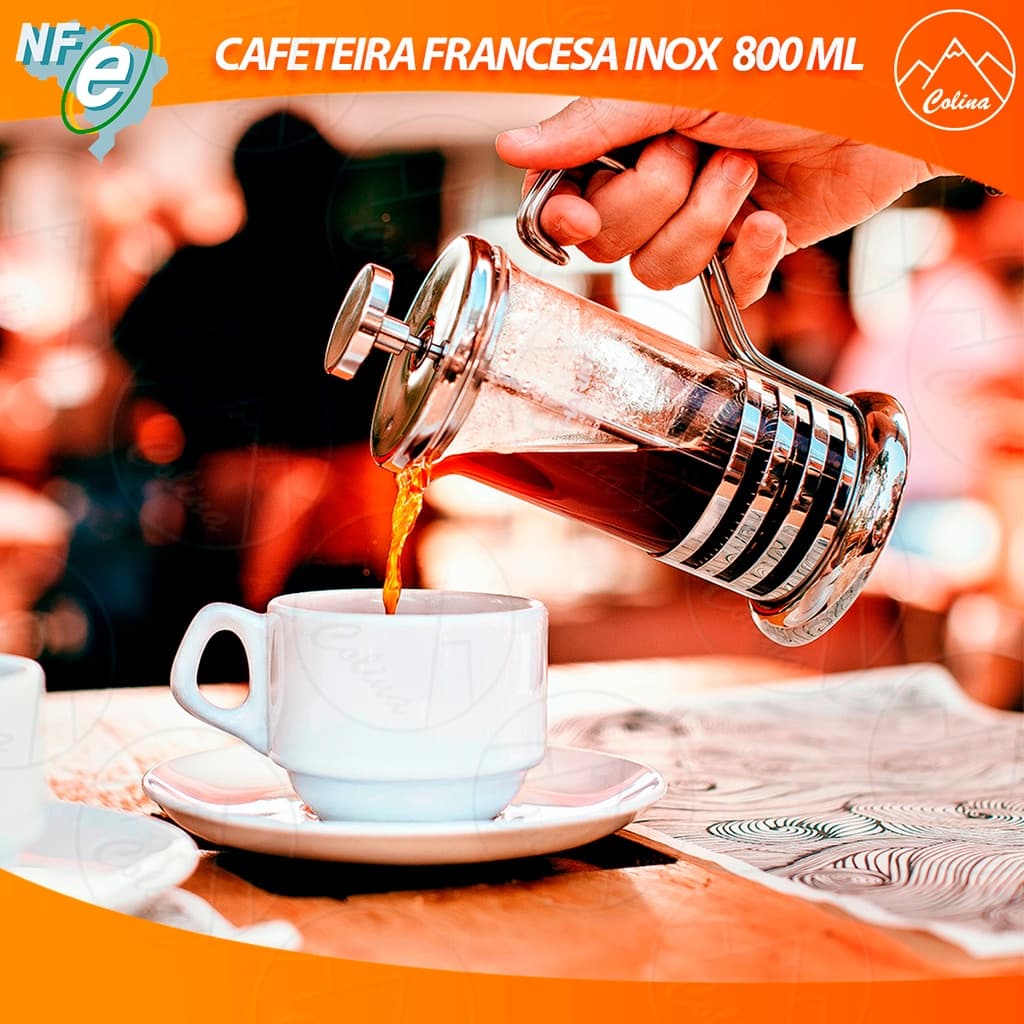 Cafeteira Prensa Francesa Vidro Aço Inox 800ml Café Leite Chá