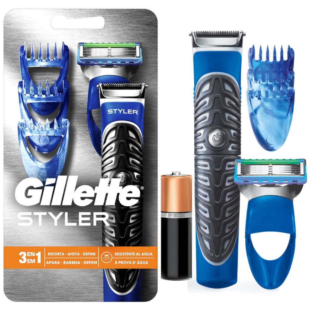 BARBEADOR GILLETTE STYLER 3 EM 1 FUNCIONA COM UMA PILHA AA PRODUTO 100% NOVO LACRADO ORIGINAL