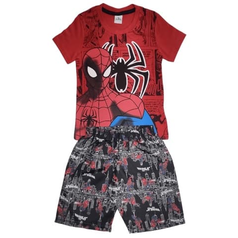 Conjunto Infantil Menino Camiseta com Estampa e Bermuda Tactel Estampada do 4 a 10anos