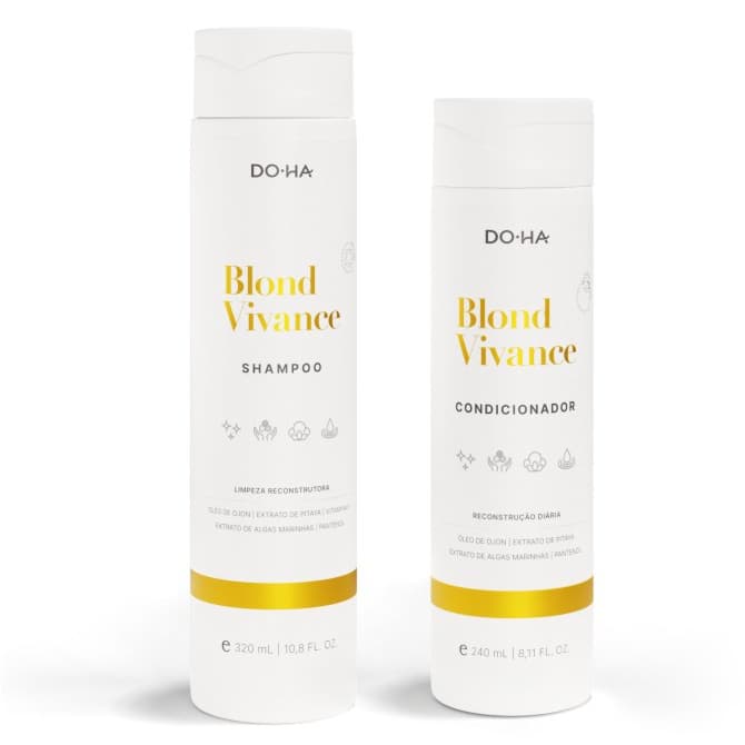 Shampoo condicionador Doha cabelos descoloridos e coloridos tratamento reconstrutor suave mechas