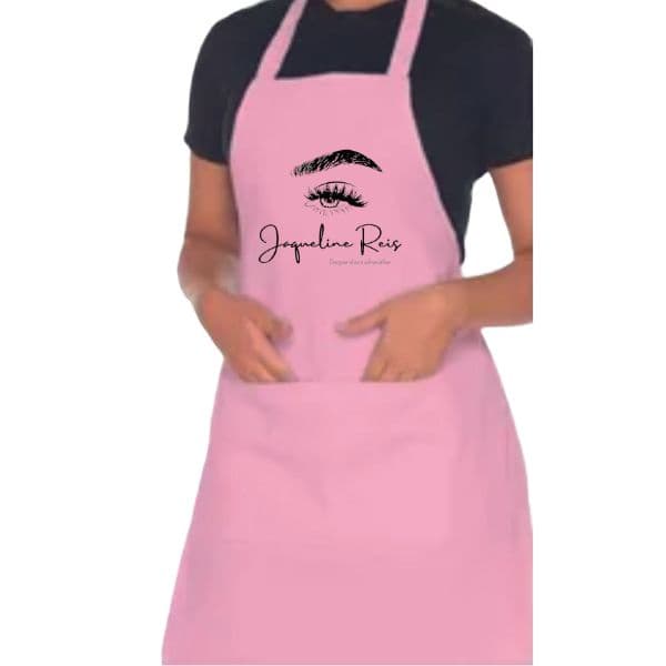 Avental Frente Unica Jaleco Rosa Bebê com Sua Logo Personalizado ROSA - Manicure - Nail Designer  Salão de Cabeleireira