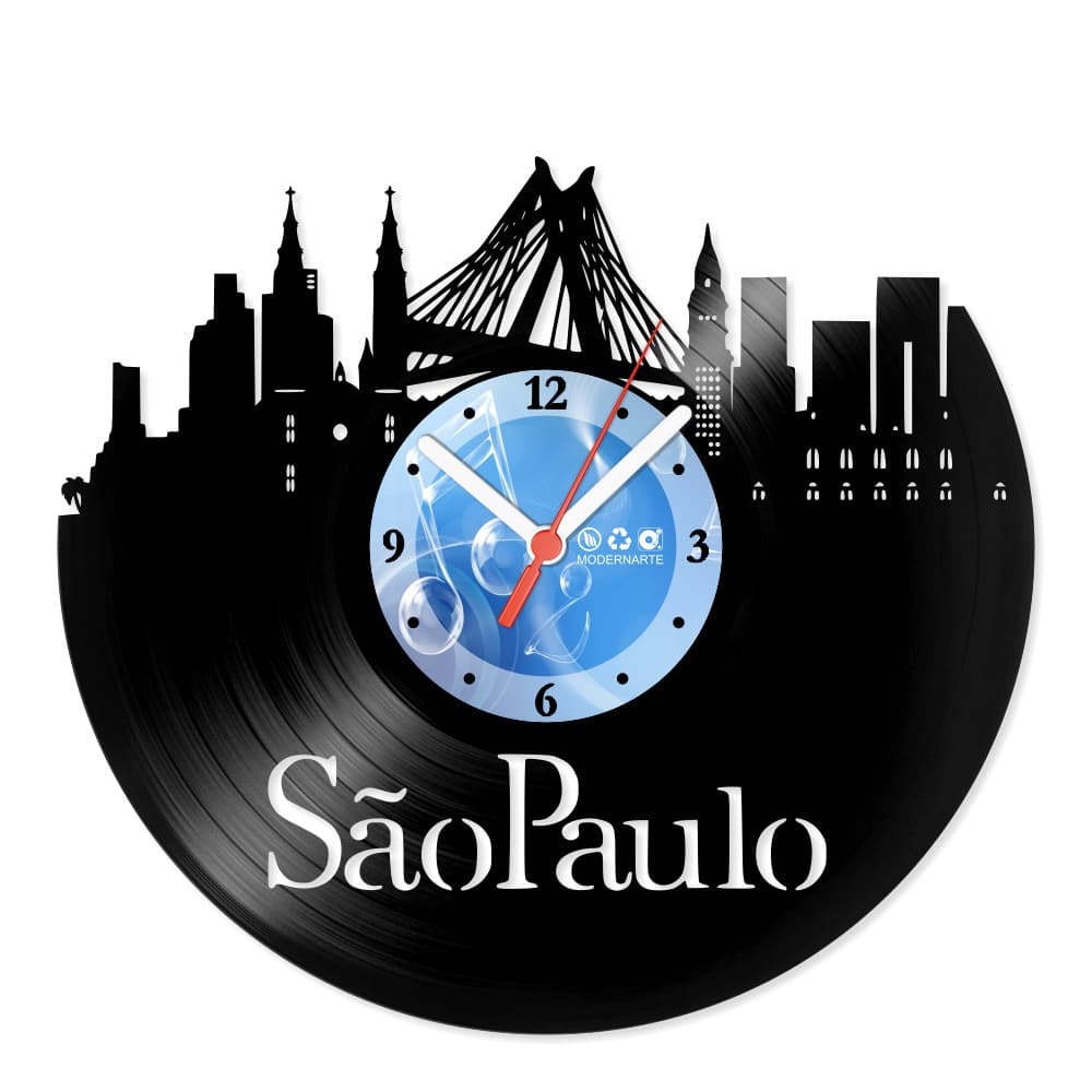 Relógio Decorativo de Parede Vinil Lugares São Paulo