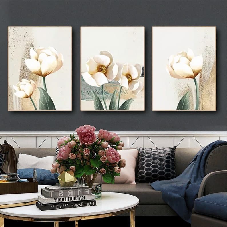 Quadros Decorativos Trio Kit 3 peças Grandes 90x60 ou 60x40 mais de 50 opções de imagens Quadro decorativo Sala Quadro decorativo Quarto Quadro decorativo Escritório Quadro decorativo Marmorizado Quadro decorativo abstrato Folhas arte quadro mosaico