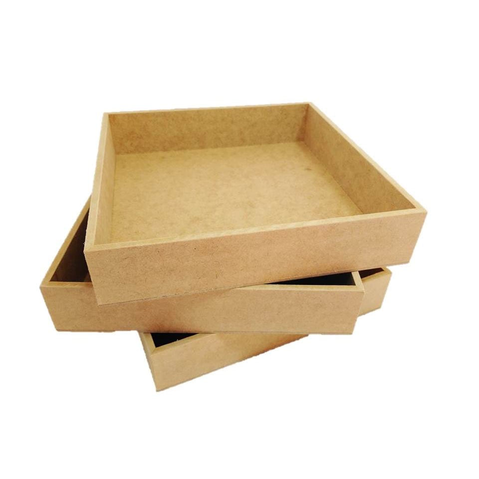 Bandeja cantinho do café 15 unidades 20x20x5 cm MDF cru 6 mm