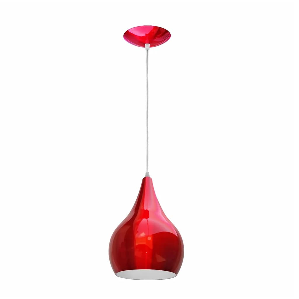 Luminária Pendente Decorativo Alumínio Mini Gota Vermelho Branco Moderno Bivolt 40W E27 LED Sala Cozinha Varanda