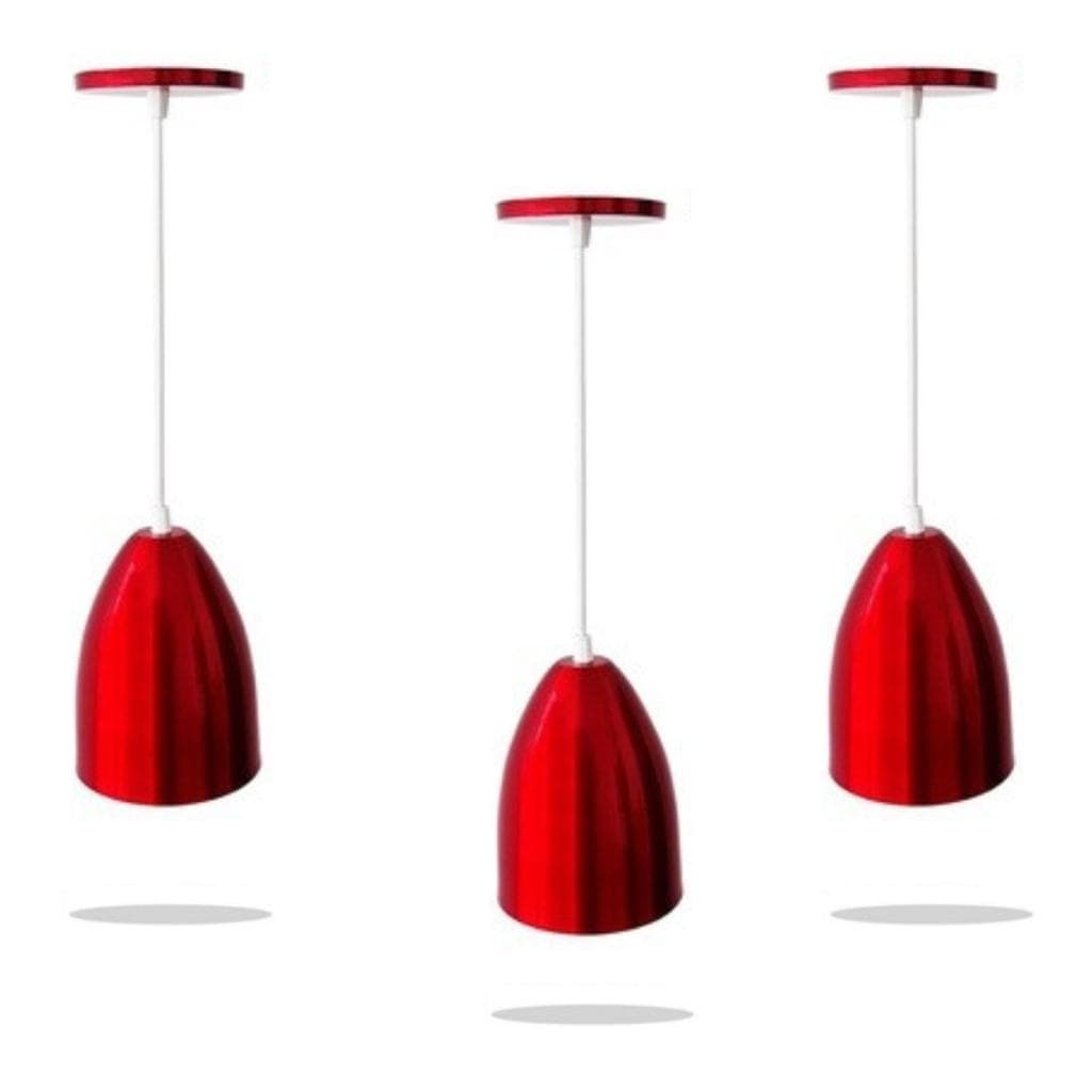 Kit 3 Vegas Pendentes ( Vermelho cereja  / Branco )