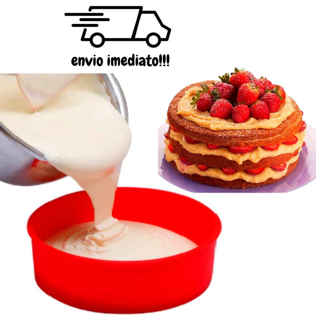 Forma Redonda Assadeira Para Bolo Torta Sobremesa Antiaderente de Silicone 24 cm