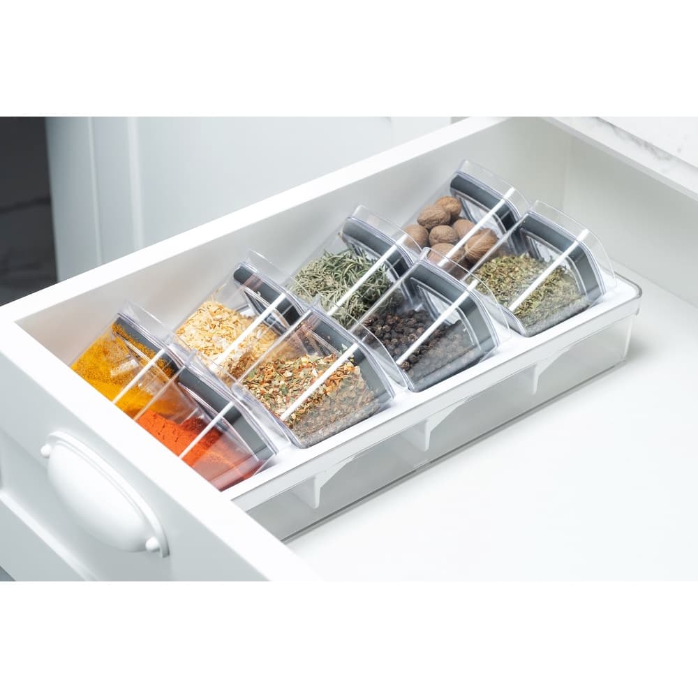 Porta Temperos Potes e Organizador Para Gaveta Bancada Potes Acrílico