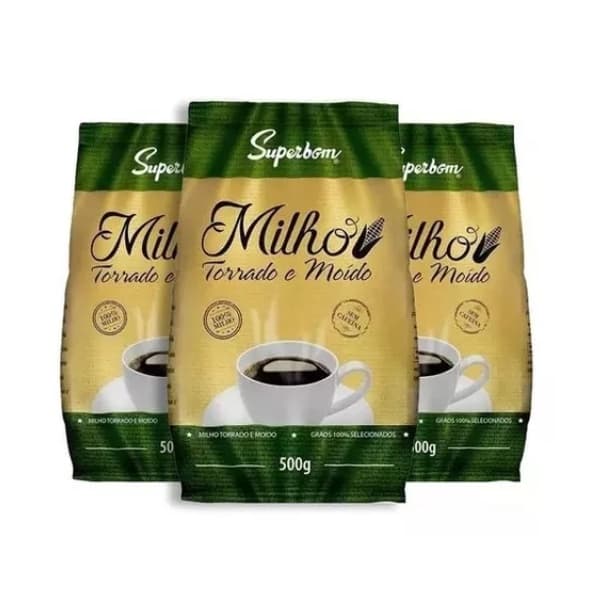 Café De Milho Em Pó Sem Cafeína -kit Com 3 Pacotes De 500g