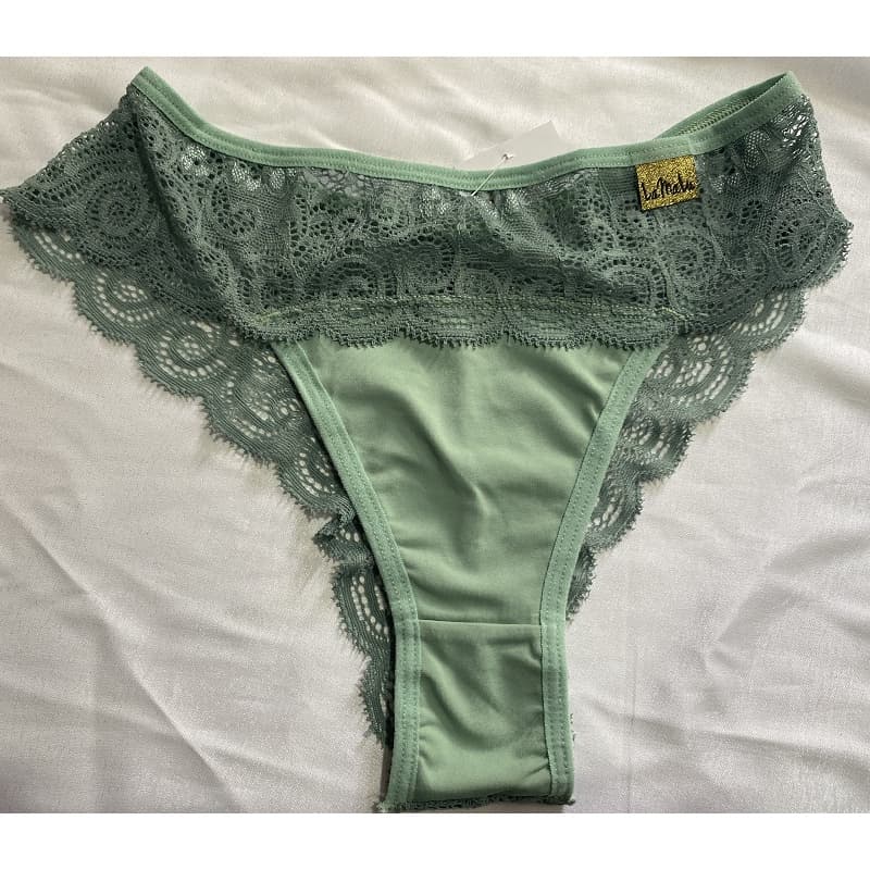 Tanga Calcinha Feminina em Renda e Tecido Modelo Leticia