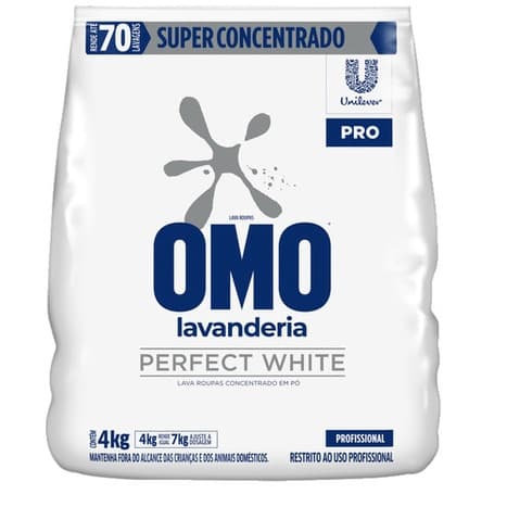 4kG Lava Roupas em Pó OMO Super Concentrado Perfect White