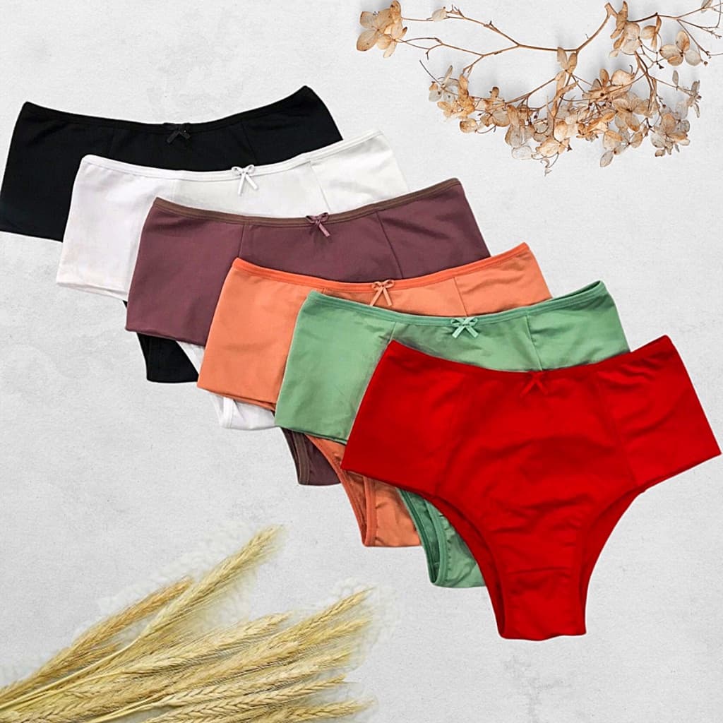 Kit 10 Calcinha Pala Dupla  Segura Barriga Modeladora Pós Parto Cos Alto Lisa Cintura Alta