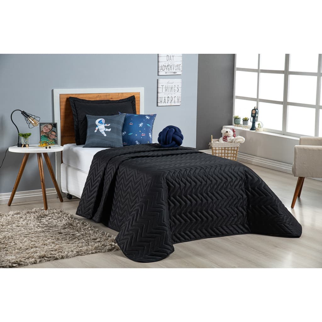 Kit Luxo Cobre Leito Solteiro + Almofadas + Nozinho Decorativas