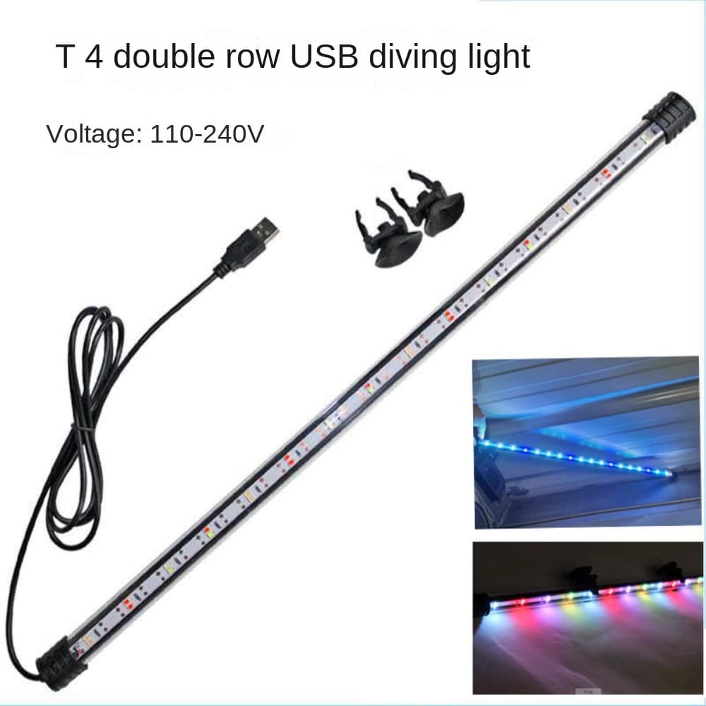 Barra De Luz Submersível Para Tanque De Peixes , 47CM , Aquário , Carregamento USB LED Plantas , Acessório De Paisagem ,