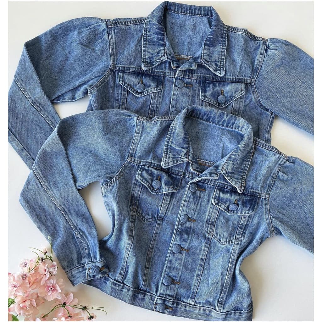 Jaqueta Jeans Manga Bufante Curta Sem Lycra