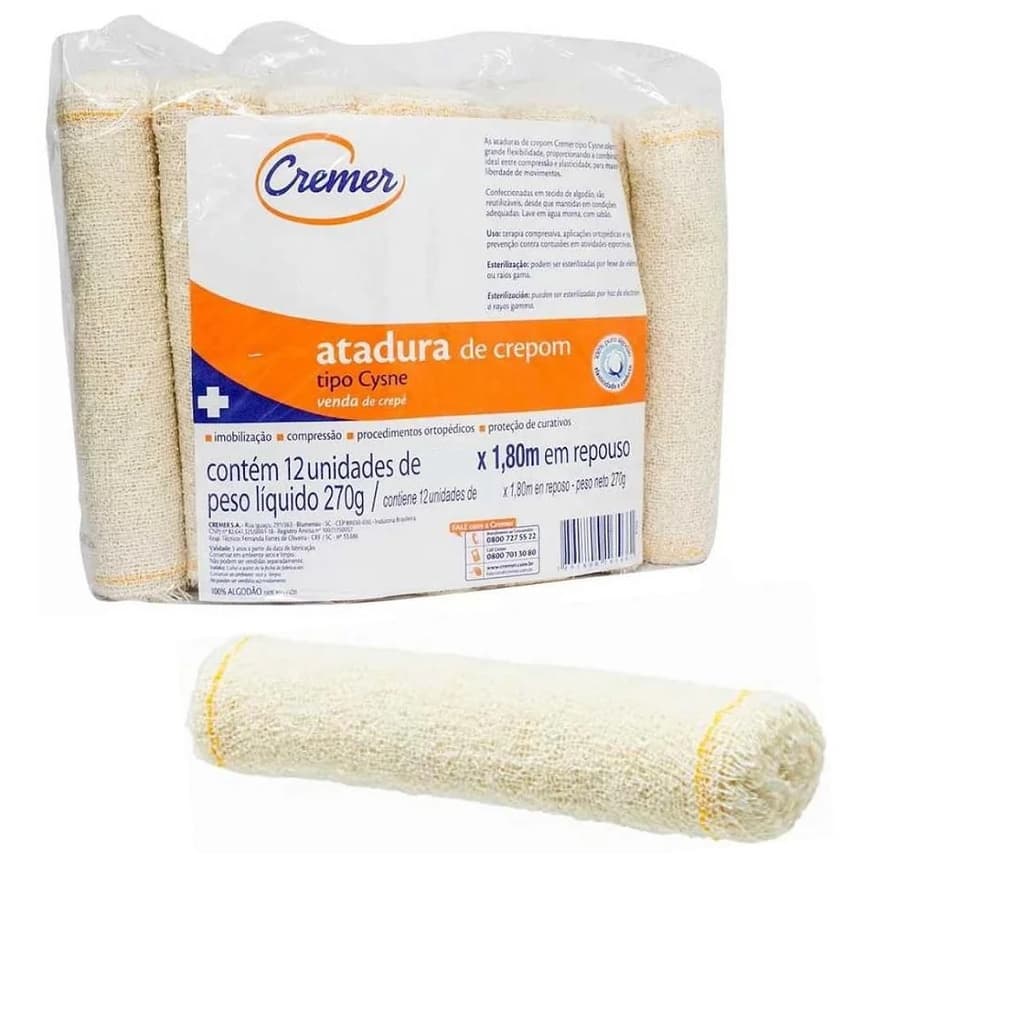 Atadura De Crepom Cysne 20cm X 1,80m - Com 12 Un - Cremer