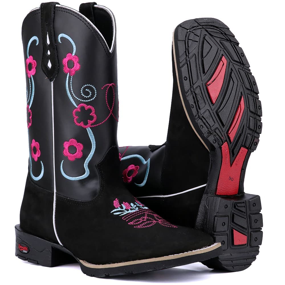 Bota Feminina Texana Country Confortável Em Couro