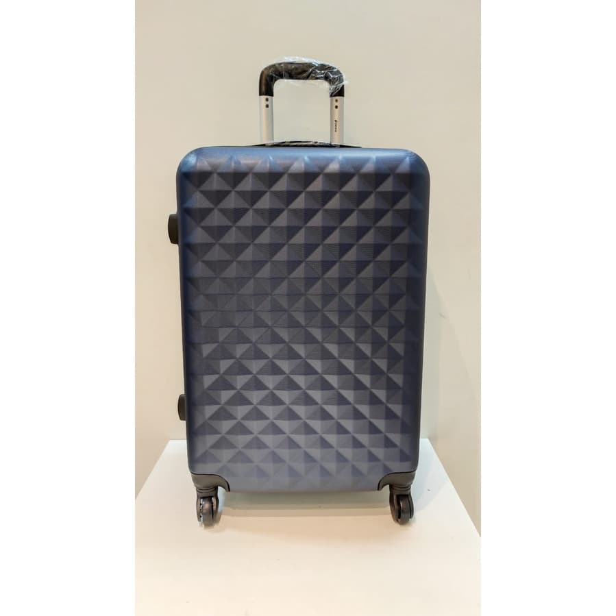 Mala de viagem Média Azul, 23kg para avião, em fibra, de rodinha. Medida: 65x24x43. Ref: 306