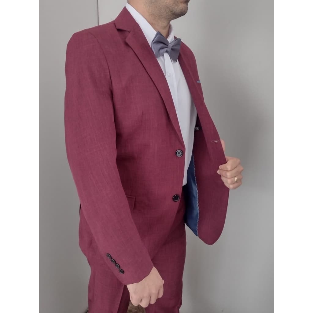 Terno Masculino Slim Dois Botões Corte Italiano Tecido Melange Premium de Luxo