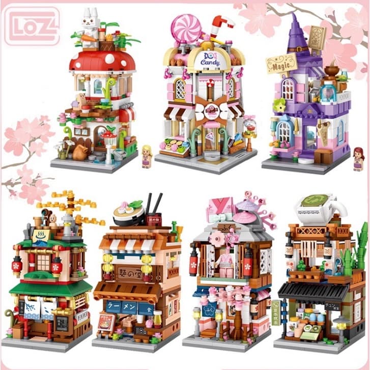 Criativo Bloco De Construção mini Vista De Rua Visão Japonesa Modelo Arquitetônico Decoração Conjunto Brinquedo Meninos E Meninas Quebra-Cabeça Presente