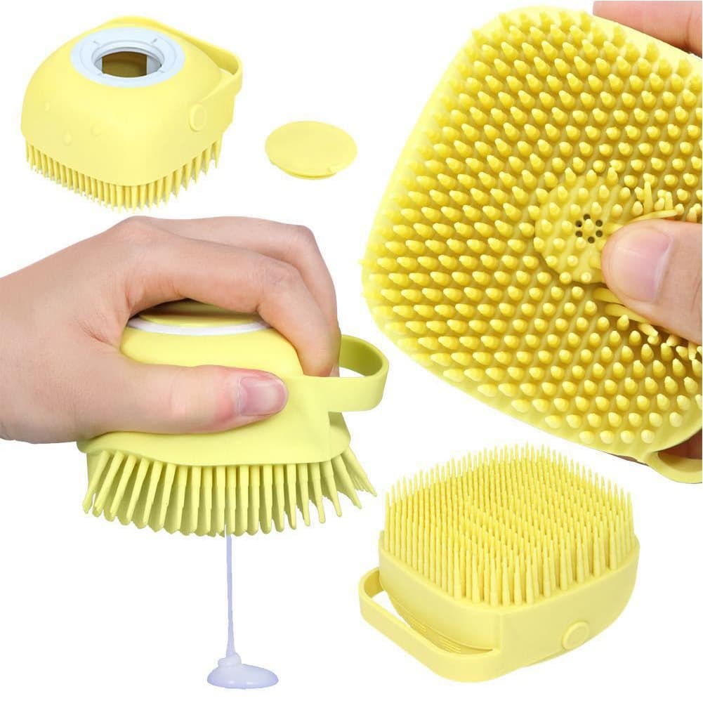 Esponja De Silicone Para Banho Com Dispenser Shampoo / Sabonete Escova Crianças, Adultos e Pets