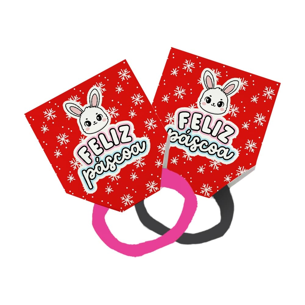 50 Tag Amarradores Cabelo Xuxinha Brinde Feliz Páscoa Flocos De Neve Vermelho Branco TAG00015