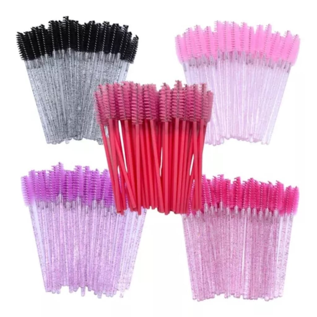 KIT 50 escovinhas com glitter Extensão de Cílios e sobrancelha