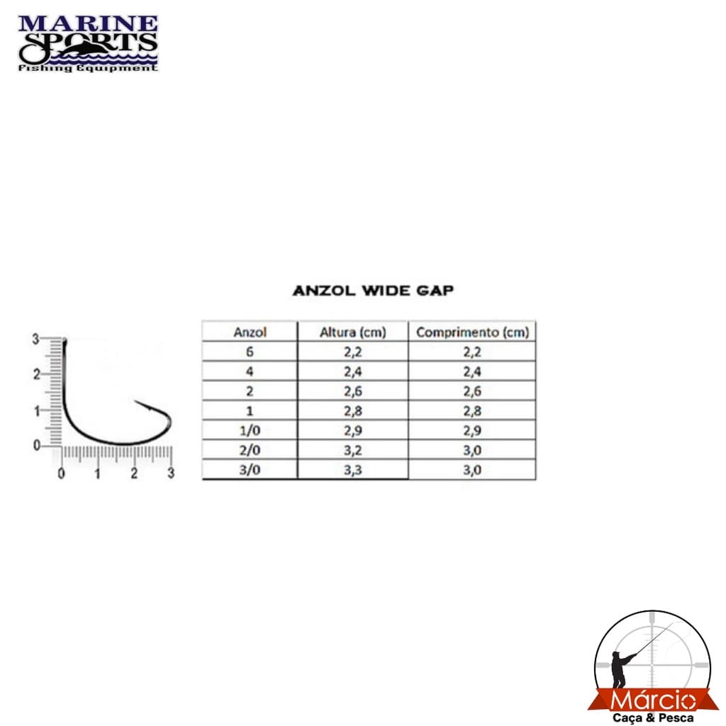 Anzol Para Pesca Wide Gap Black Nickel  com 10 peças Marine Sports