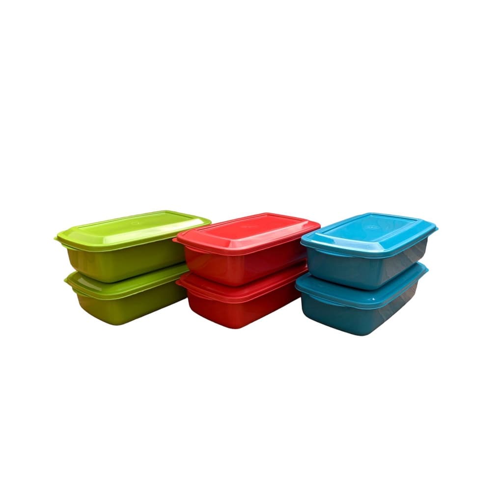 Pote Retangular Plastico Colorido Porta Mantimentos 1,1L Kit com 6 unidades