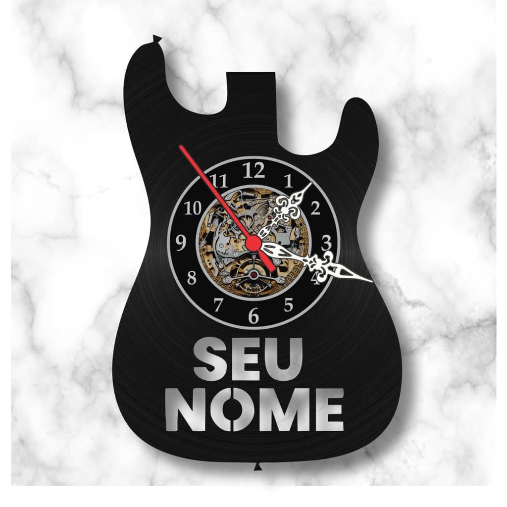 Relógio Parede Personalizado Guitarra Musica Vinil Lp Arte
