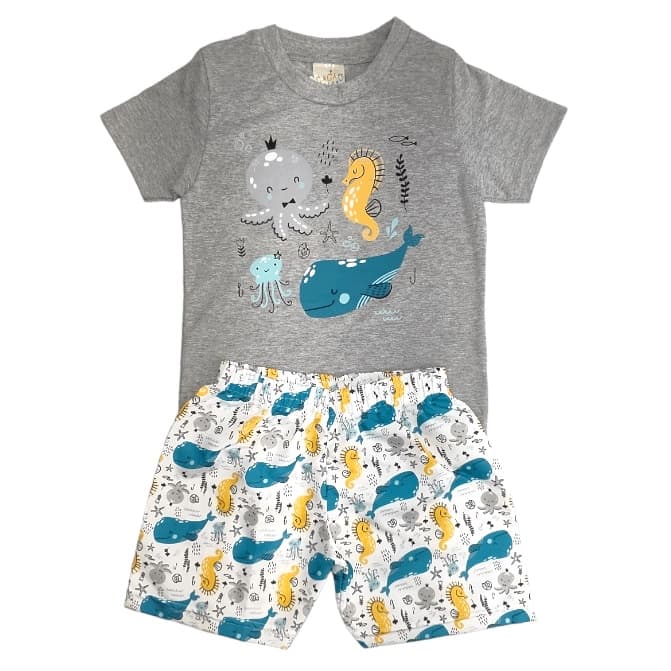 Conjunto Infantil Masculino Estampado Kit 4 Peças 1 ao 3 anos