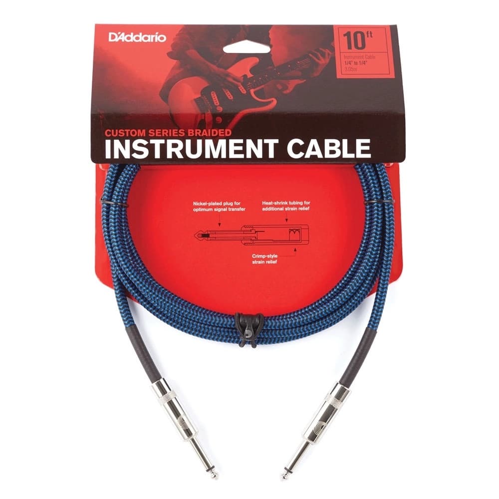Cabo P10/P10 Daddario  3m 10ft Reto Têxtil Azul Pw-bg-10bu