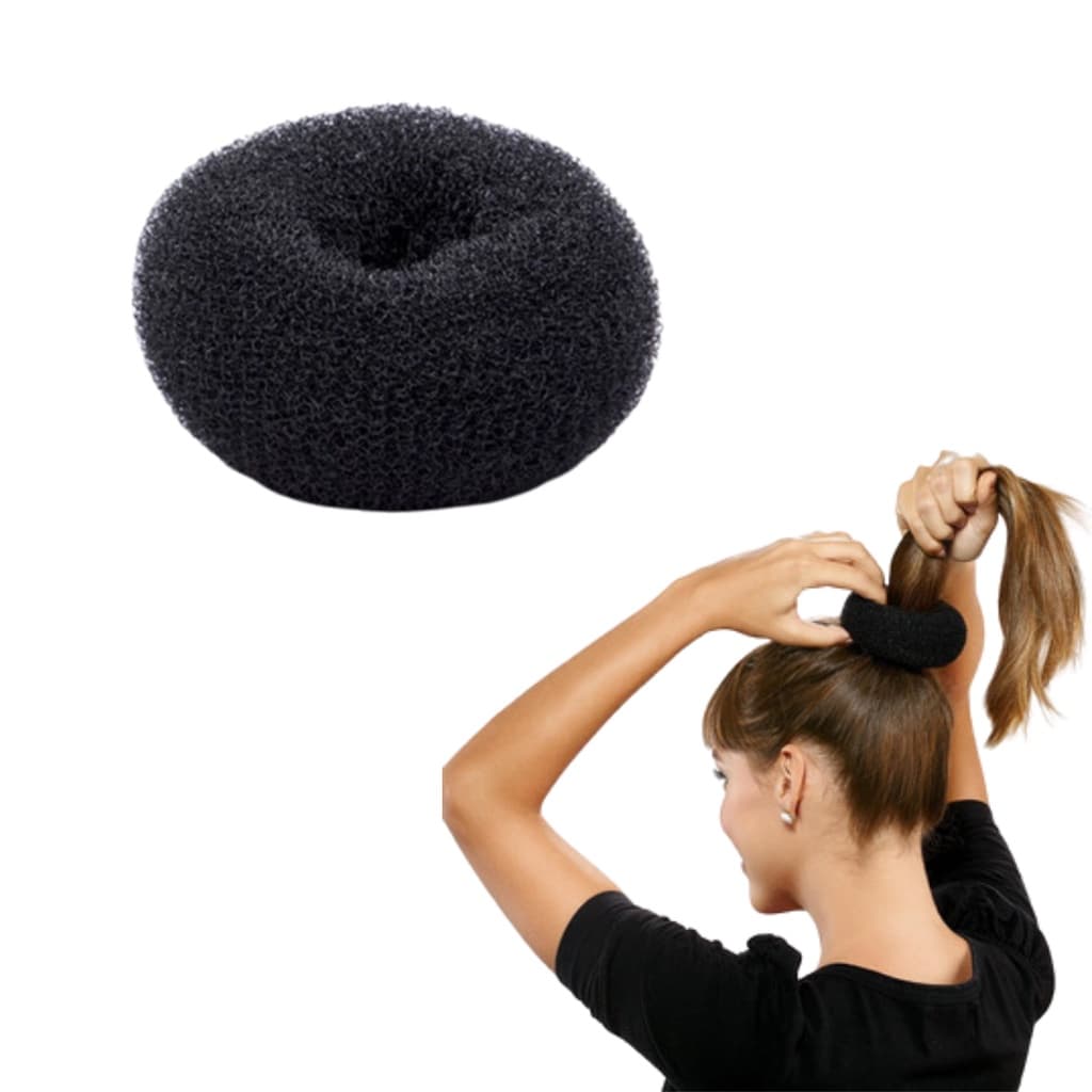 Kit 2 Rosquinha Esponja Para Coque Acessorio Mulheres P/ Cabelo Preto