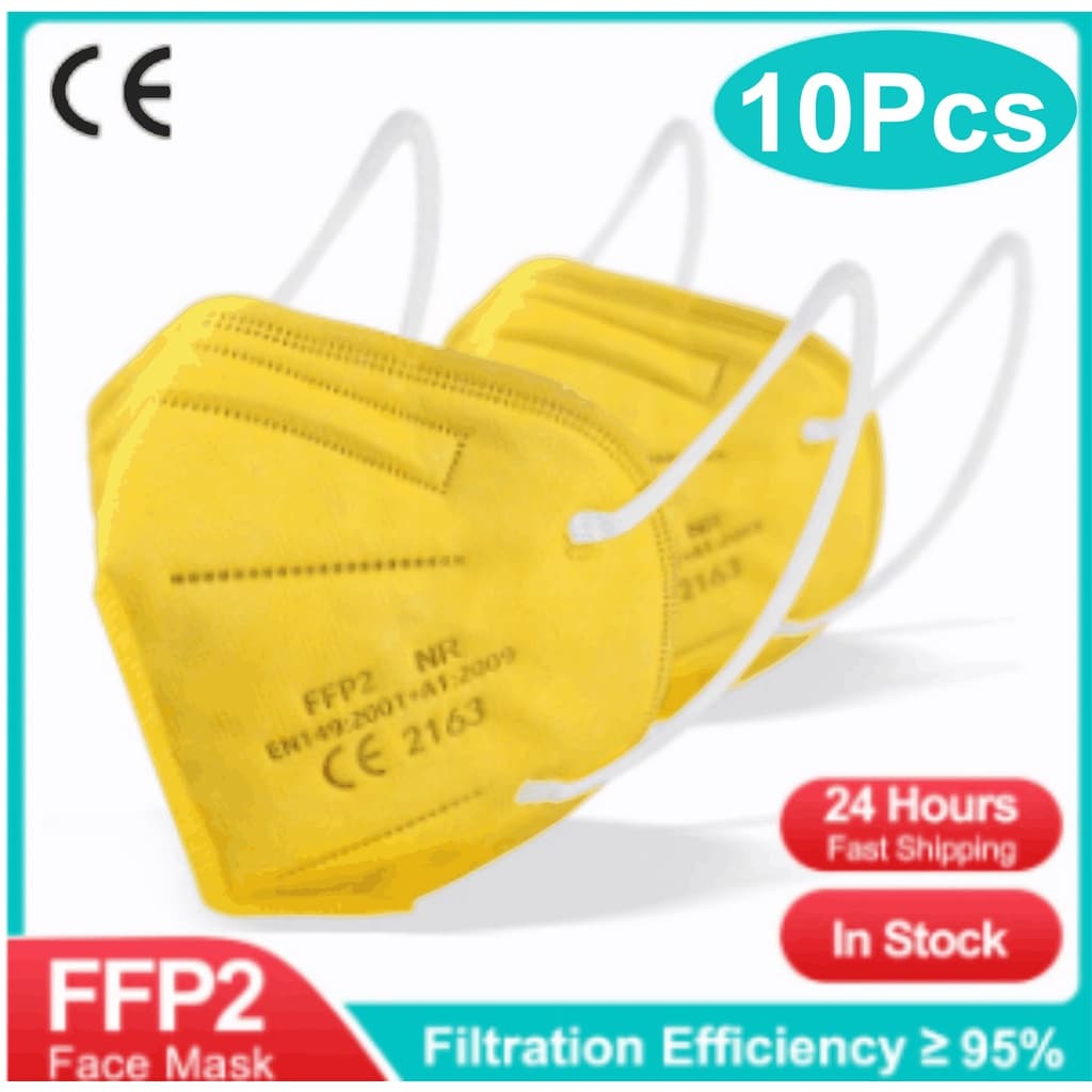 Máscara N95 Amarelo Com Filtro - Pff2 - Kn95 ( 10 Uni )