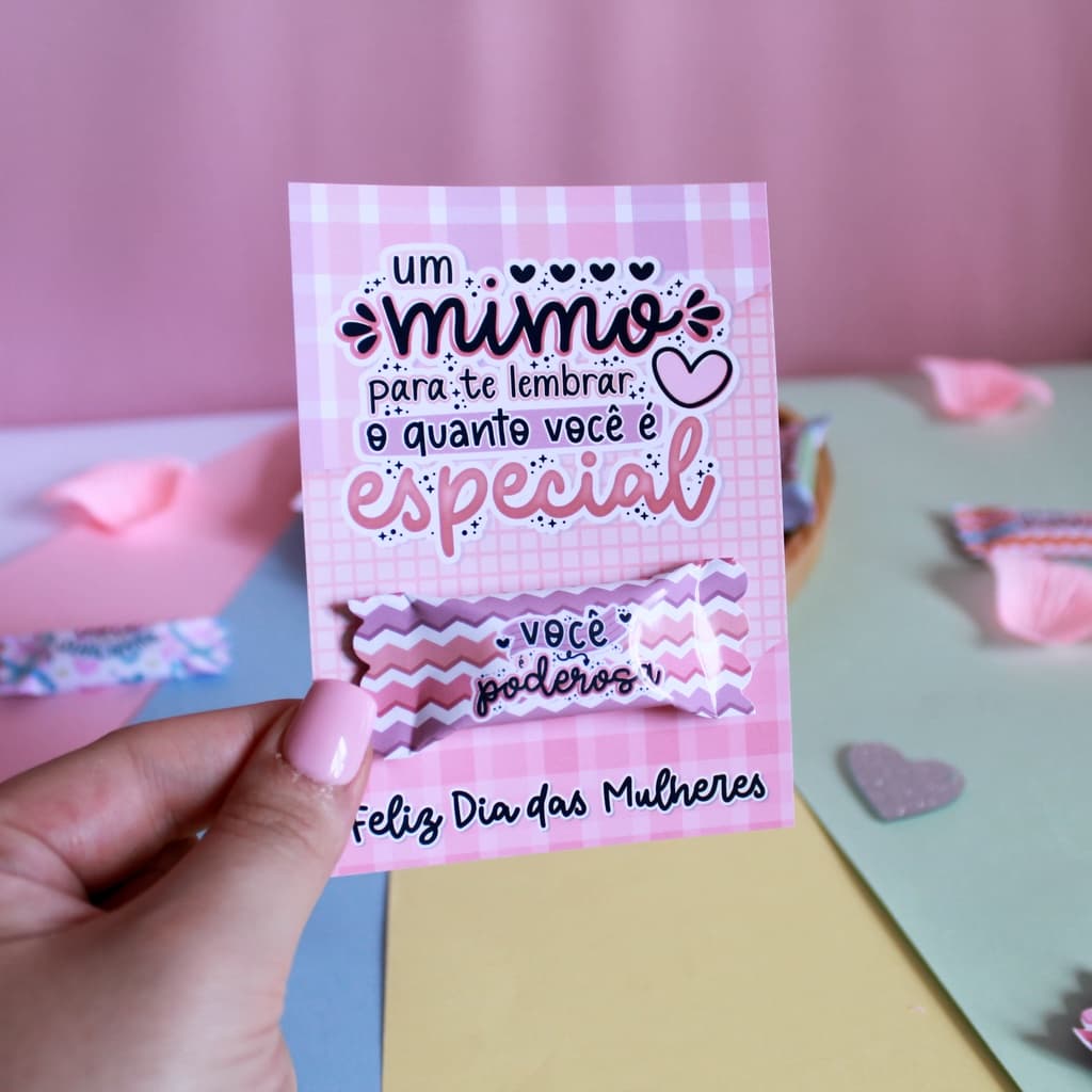 Card com balinha dia das mulheres
