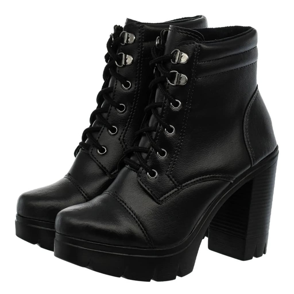 Coturno Plataforma Feminino 4709F Platform Confort Com Costura Ferradura