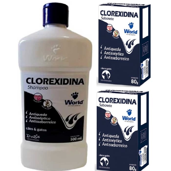Shampoo Clorexidina 500ml + 2x Sabonetes Clorexidina