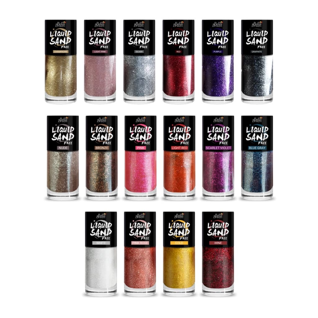 Bella Brazil Kit 12 Esmaltes liquid Sand Coleção Completa 9ml