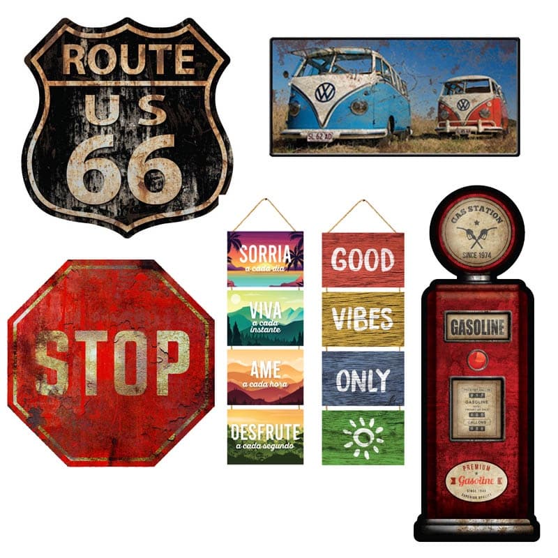 Placa Decorativa frases cerveja cozinha cantinho do café churrasco humor stop route 66