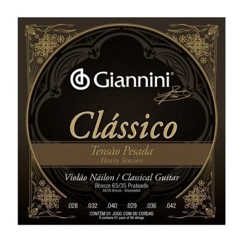 Encordoamento Violão Nylon Giannini Clássico Tensão Pesada