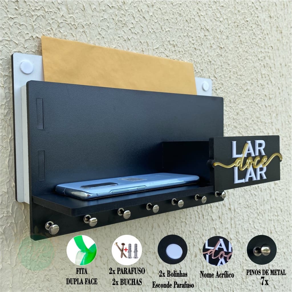 Super Porta Chaves Lar Doce Lar organizador de correspodencia com local para carteiras celular envelopes contas