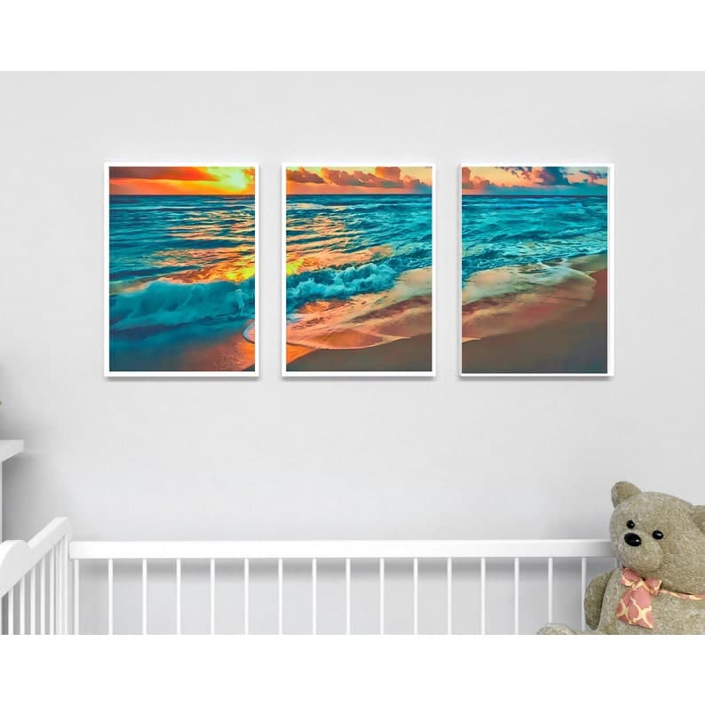 Quadros Decorativos Trio Kit 3 peças Praia Grandes 90x60 ou 60x40 mais de 50 opções de imagens Quadro decorativo Sala Quadro decorativo Quarto Quadro decorativo Escritório Quadro decorativo Marmorizado Quadro decorativo abstrato quadro mosaico